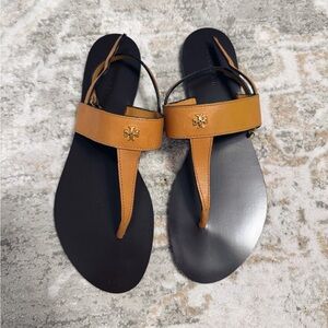 Tory Burch Brown/Black Capri Thong Sandals (Size 8.5)